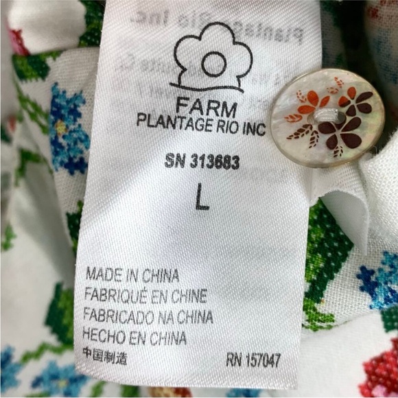 Farm Rio Womens Floral Print Square Neckline Romper Pom Pom Detail Size Large - Picture 4 of 7